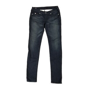 True Religion Jeans Womens 29 Skinny Stretch Distressed Mid Rise Denim Made USA